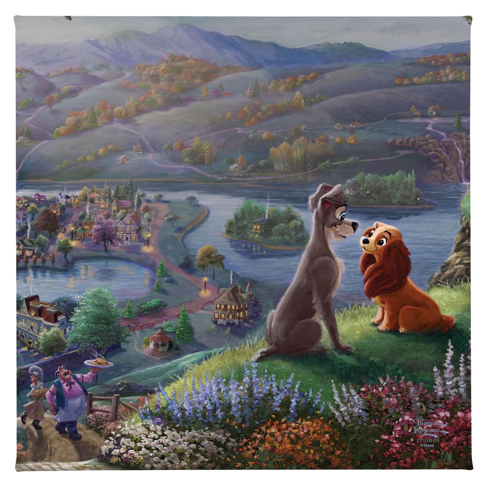 Lienzo Enmarcado Disney La Dama y el Vagabundo 35.56 cm Thomas Kinkade