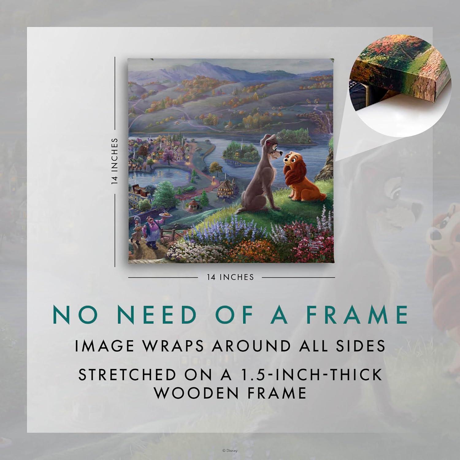 Lienzo Enmarcado Disney La Dama y el Vagabundo 35.56 cm Thomas Kinkade