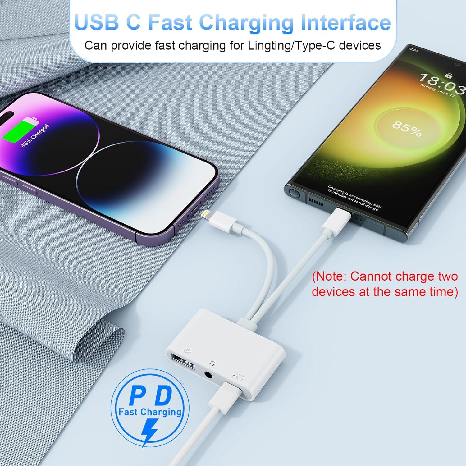 Adaptador de cámara USB-C a USB + Lightning MTAKYI 3 en 1