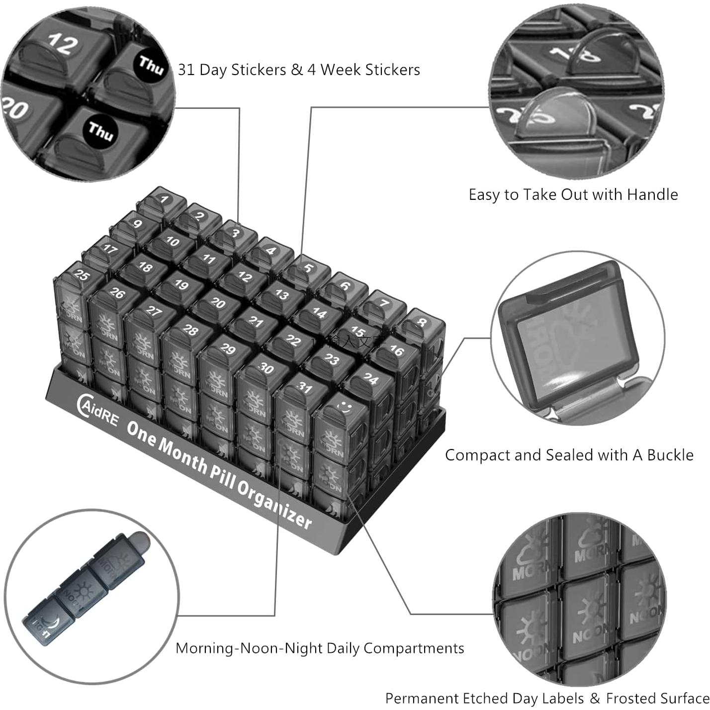 Organizador de Pastillas Mensual NewgGra 31 Días 3 Veces al Día