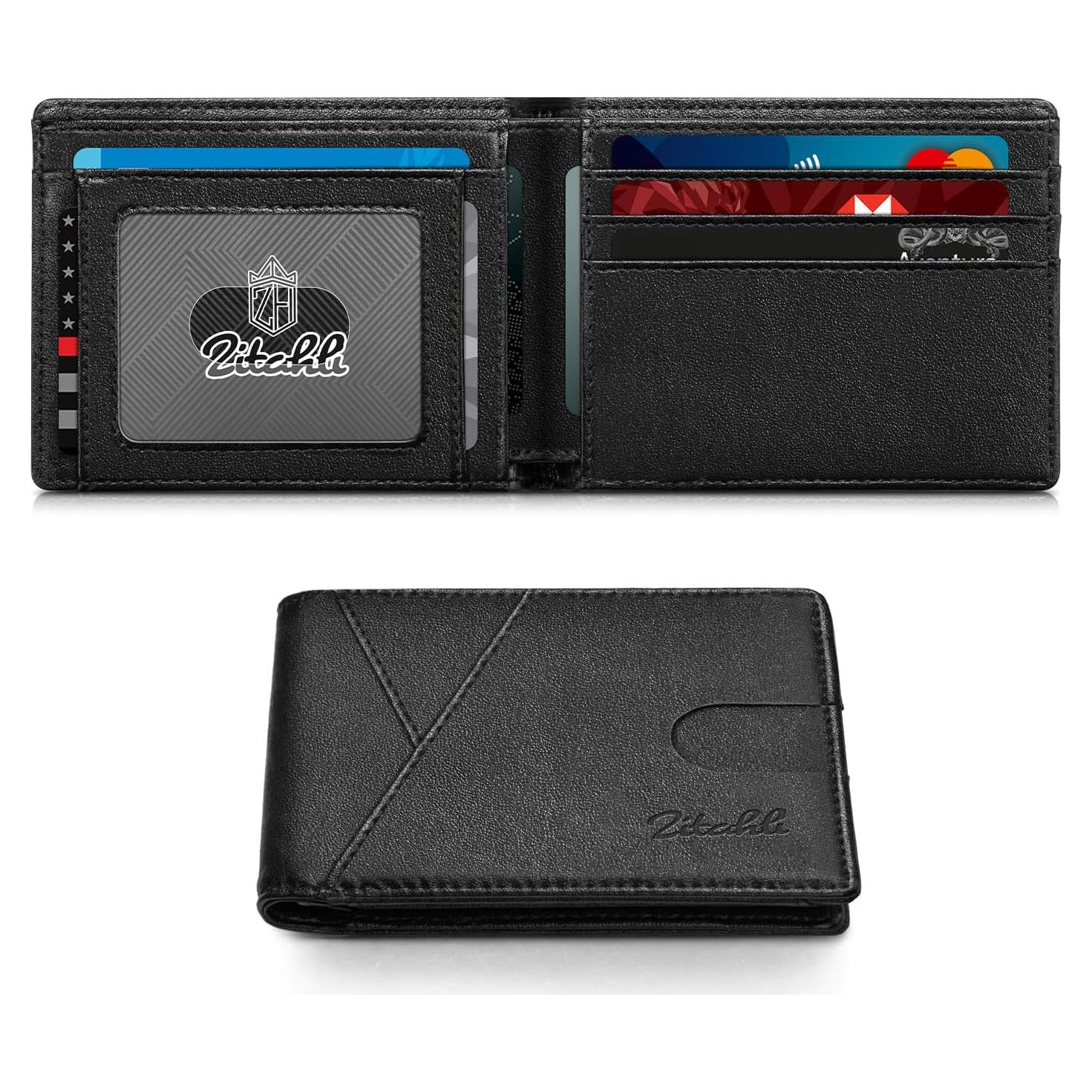 Billetera delgada Zitahli para hombres con bloqueo RFID - Negro