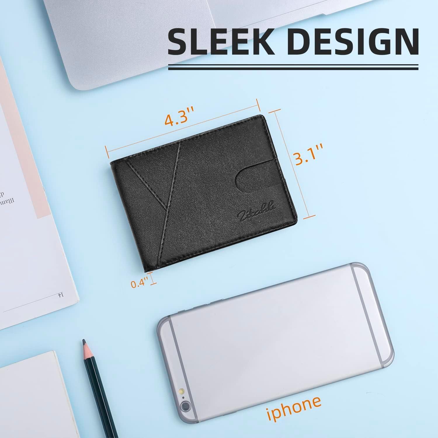 Billetera delgada Zitahli para hombres con bloqueo RFID - Negro