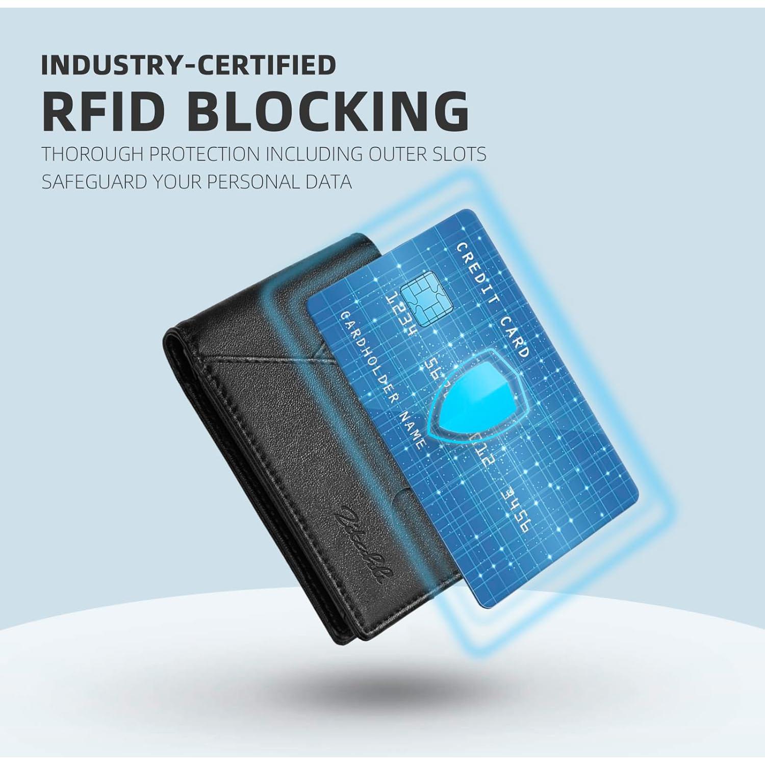 Billetera delgada Zitahli para hombres con bloqueo RFID - Negro