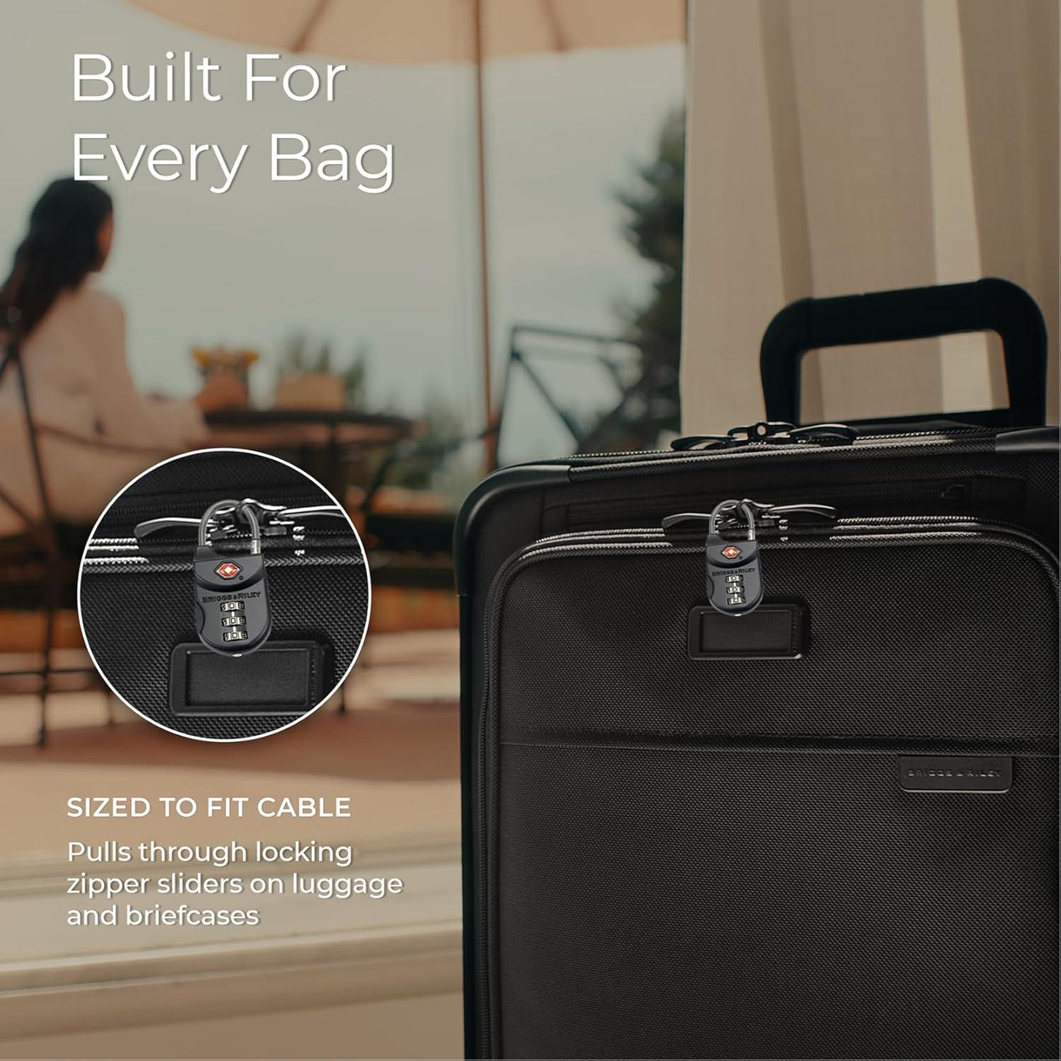 Candado de Cable TSA Briggs & Riley - Combinación 3 Dígitos, Negro