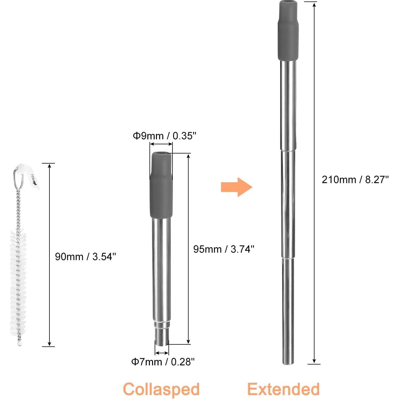 Pajitas de Metal Reutilizables uxcell Telescópicas 9.06"