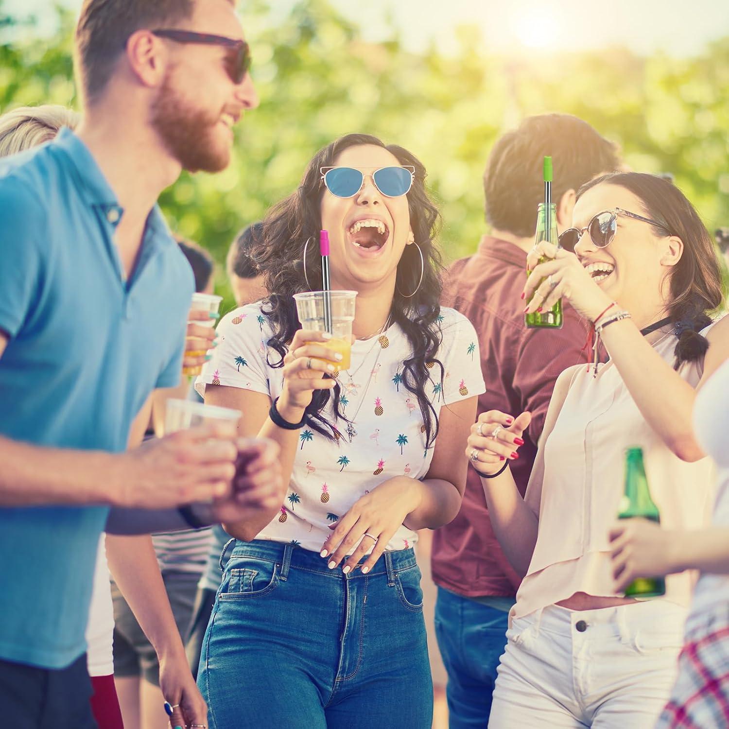 Pajitas de Metal Reutilizables uxcell Telescópicas 9.06"