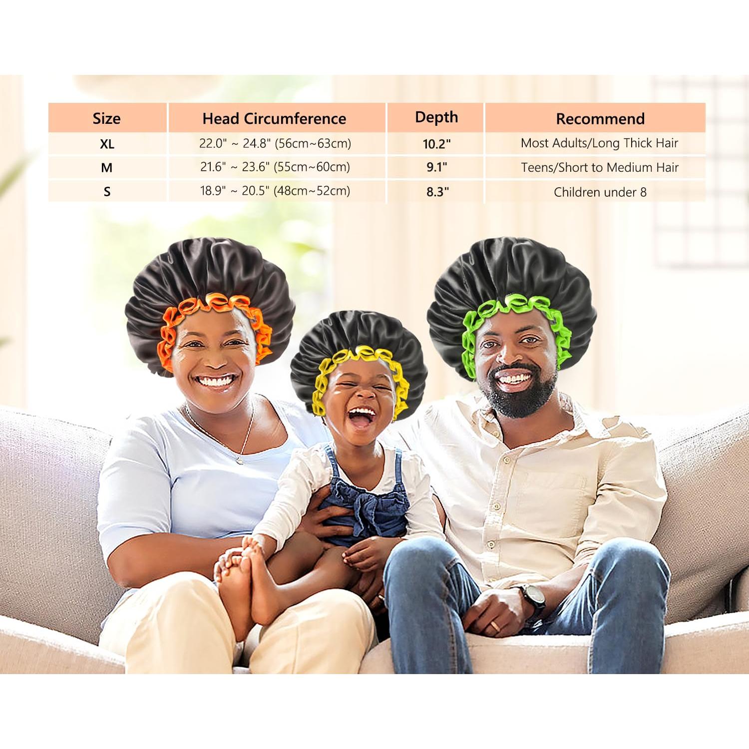 Gorro de Ducha Extra Grande Mikimini Negro con Borde Verde XL