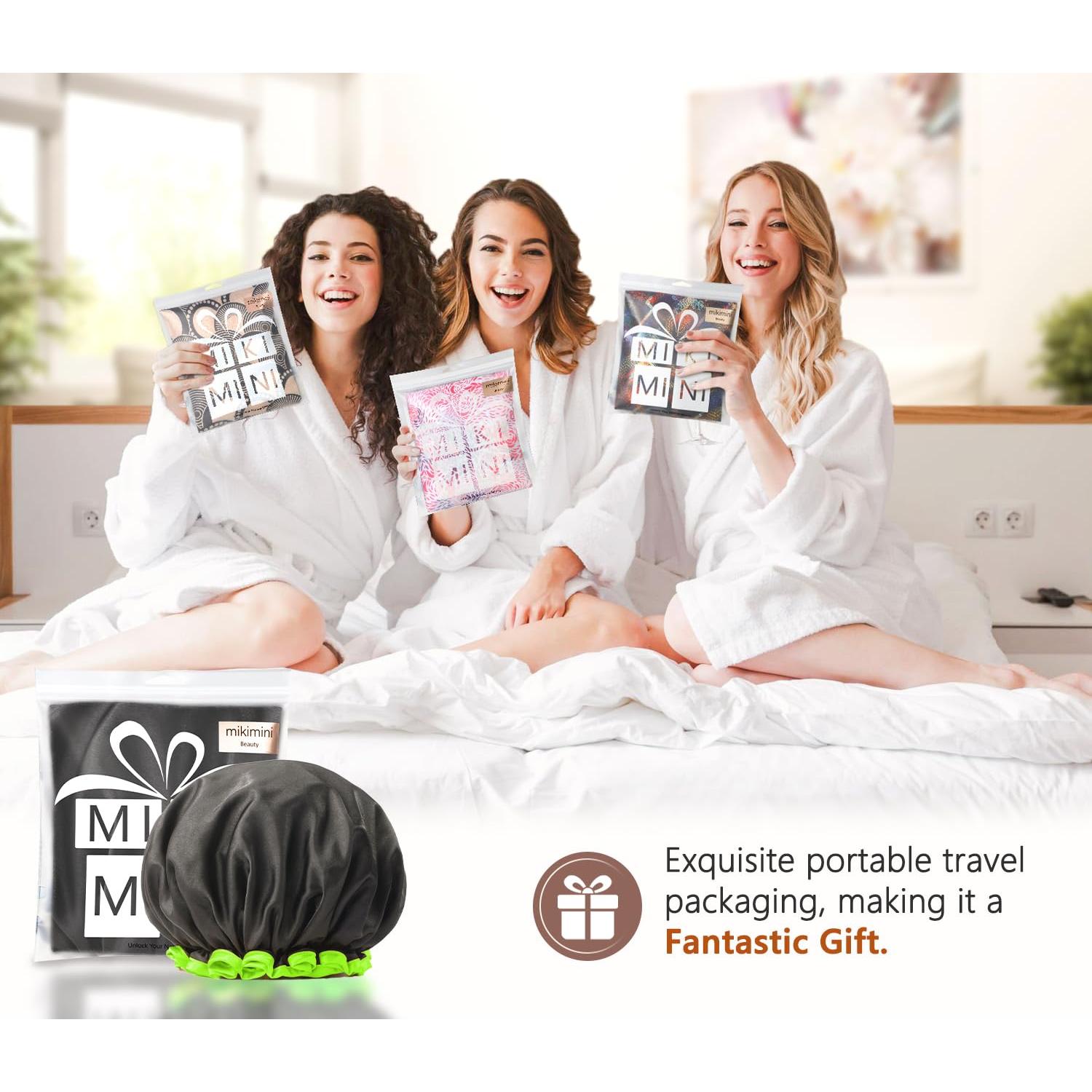 Gorro de Ducha Extra Grande Mikimini Negro con Borde Verde XL