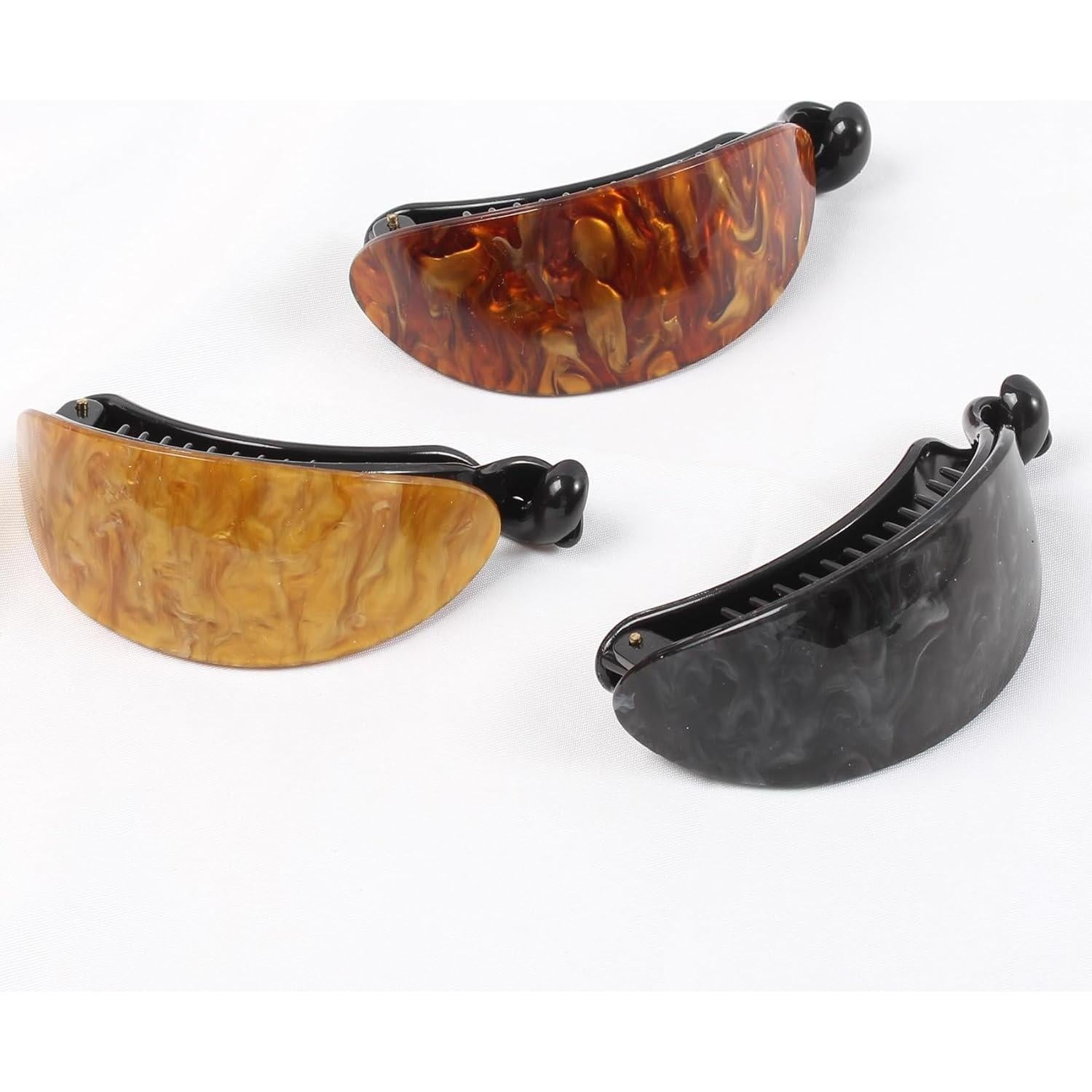 Clip de Cabello Curvado Francés Mistofu 3 Pcs Ámbar 01