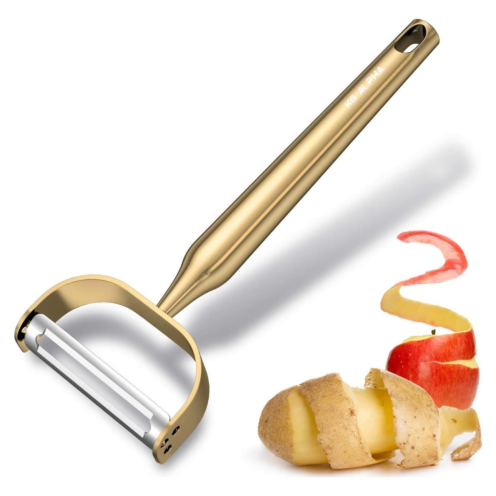 Pelador de Verduras KG-Alpha Acero Inoxidable Dorado Ergonómico