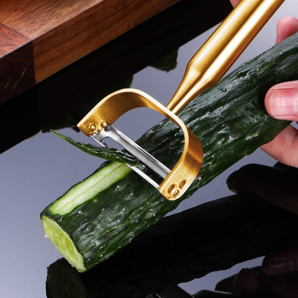 Pelador de Verduras KG-Alpha Acero Inoxidable Dorado Ergonómico