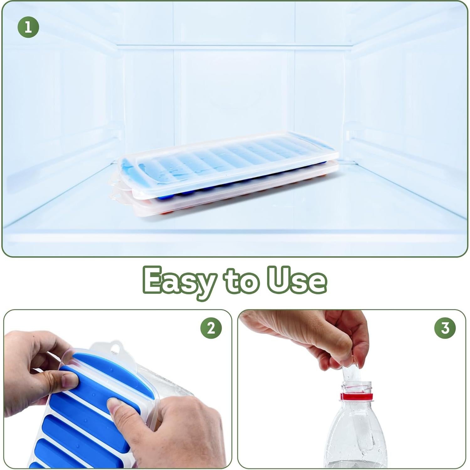 Bandeja de Hielo de Silicona Lily's Home 2PK con Tapa 30x12 cm