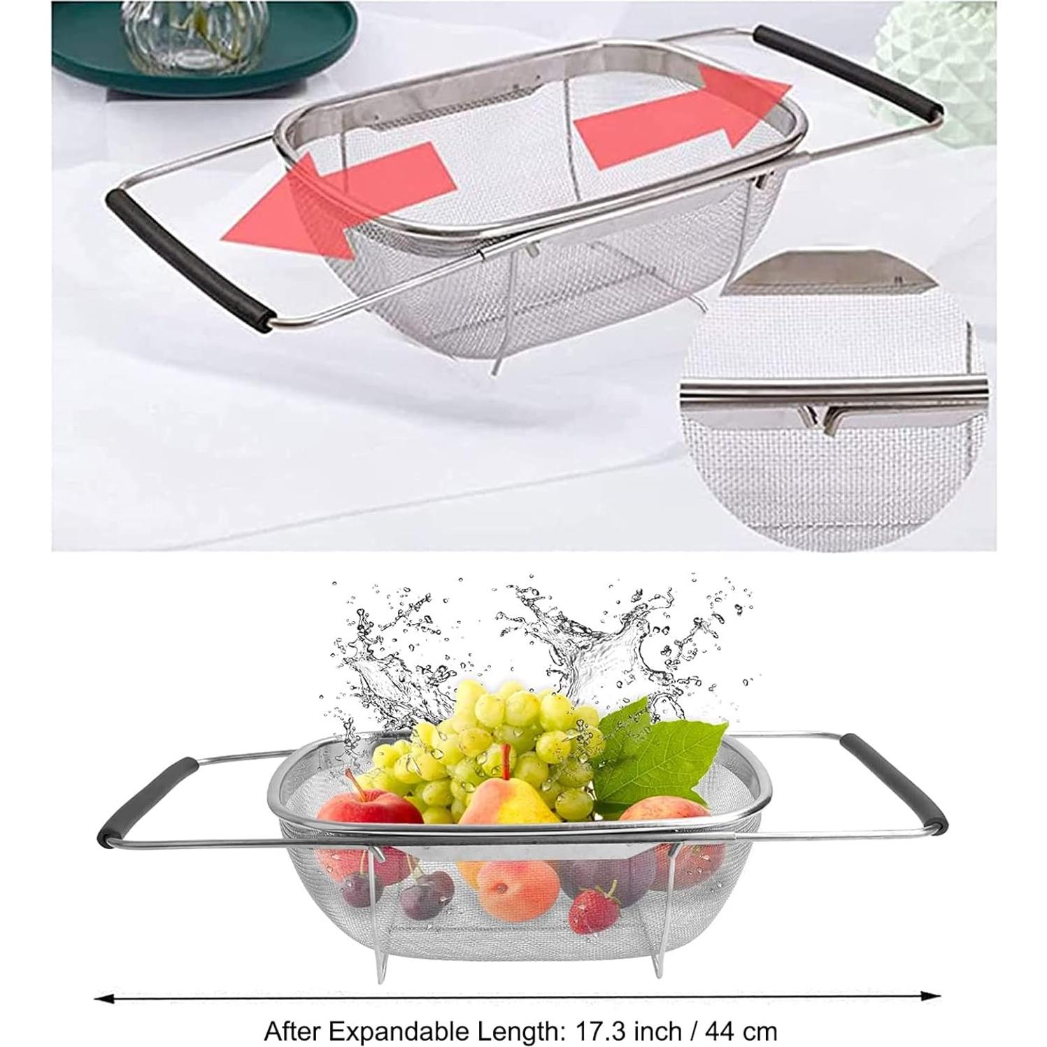 Colador de Acero Inoxidable AJIODA 4 Cuartos Expandible Negro