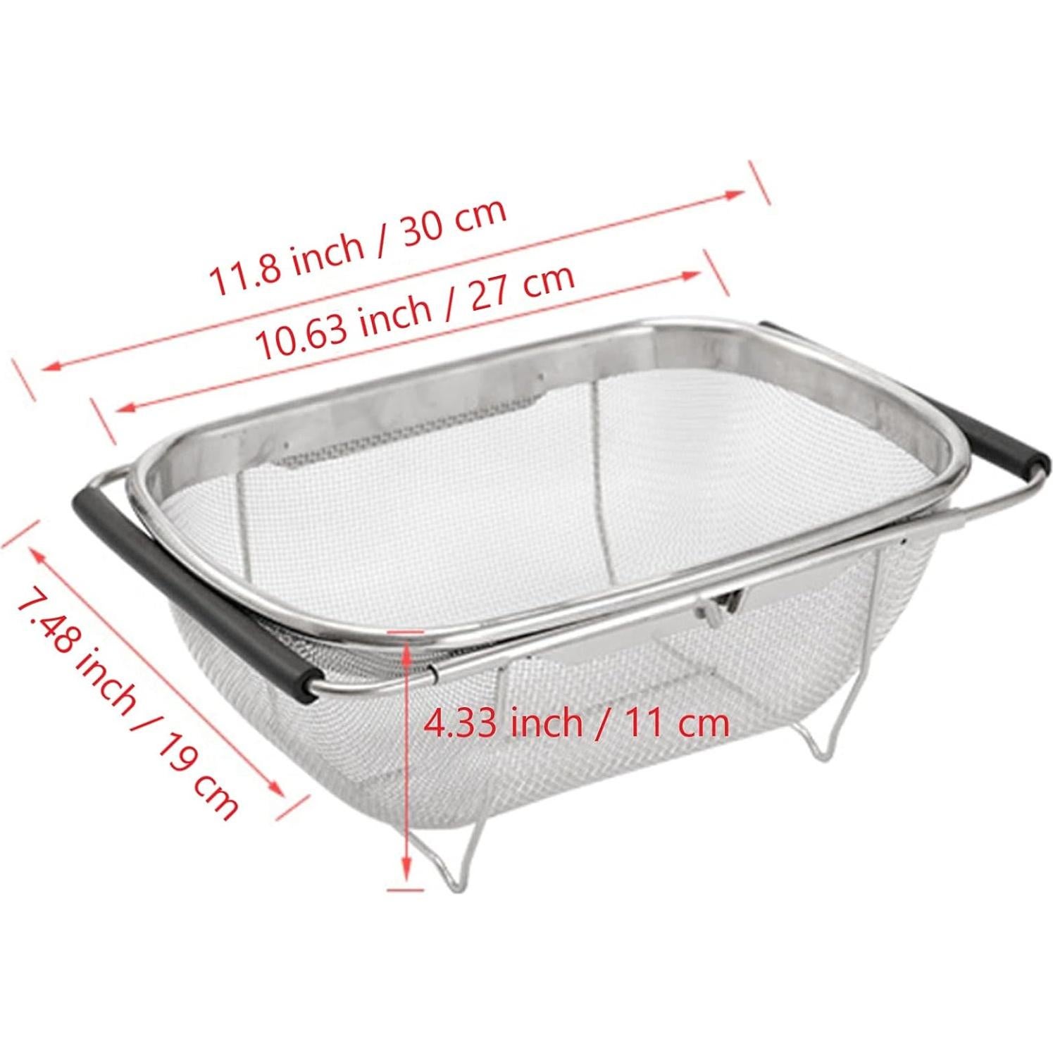 Colador de Acero Inoxidable AJIODA 4 Cuartos Expandible Negro