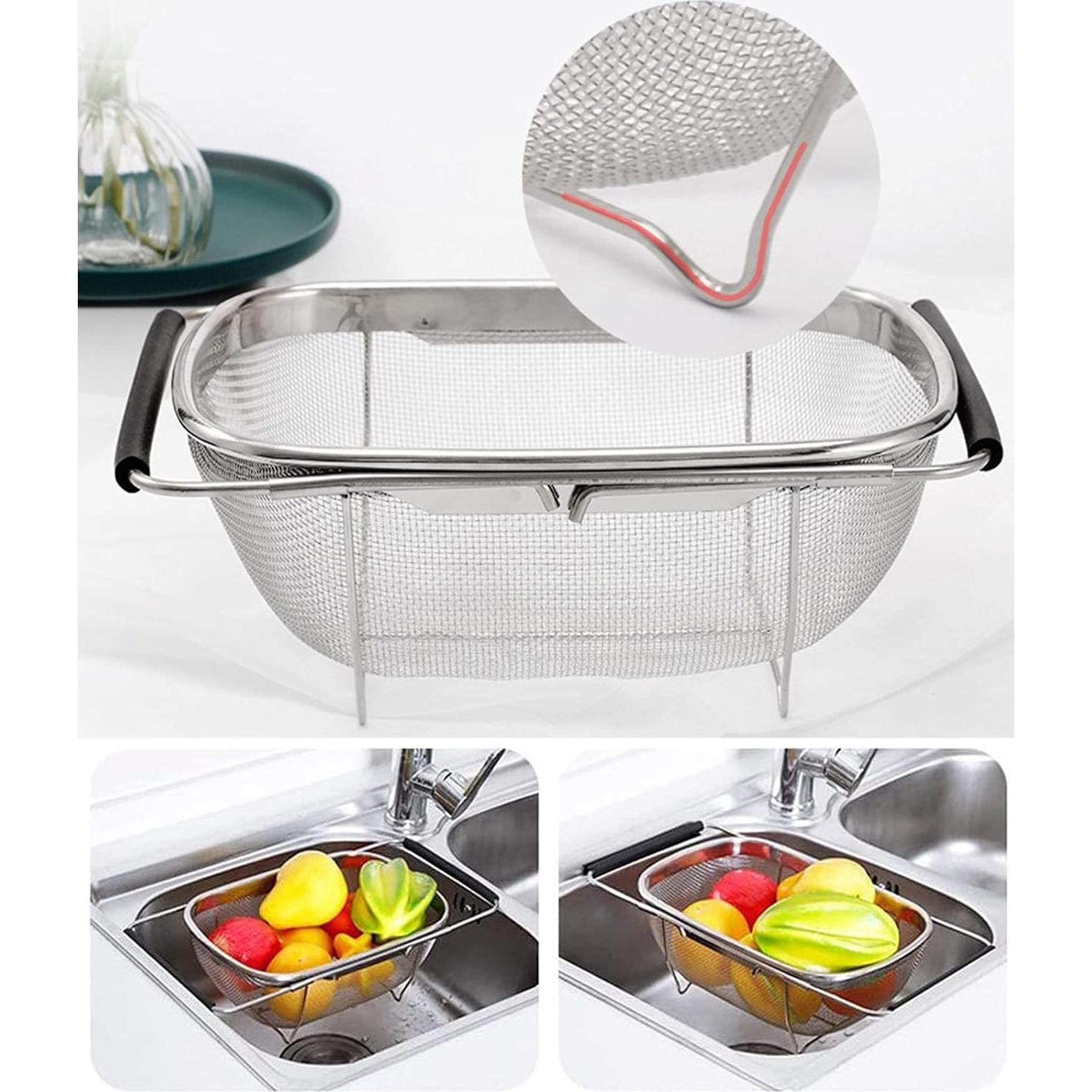 Colador de Acero Inoxidable AJIODA 4 Cuartos Expandible Negro