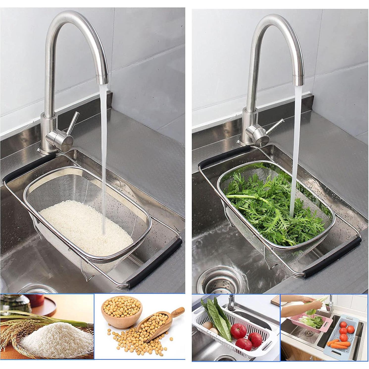 Colador de Acero Inoxidable AJIODA 4 Cuartos Expandible Negro