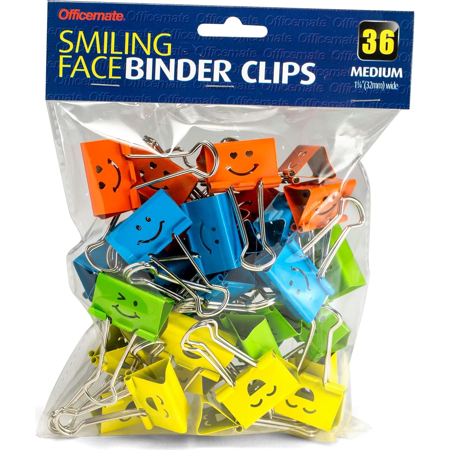 Clips de Binder Medianos Officemate 36 Pcs Colores Asortidos