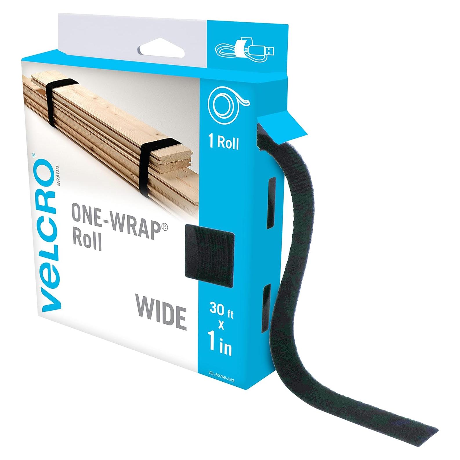 Correas Anchas VELCRO 1 pulg x 9 m Reutilizables Negro