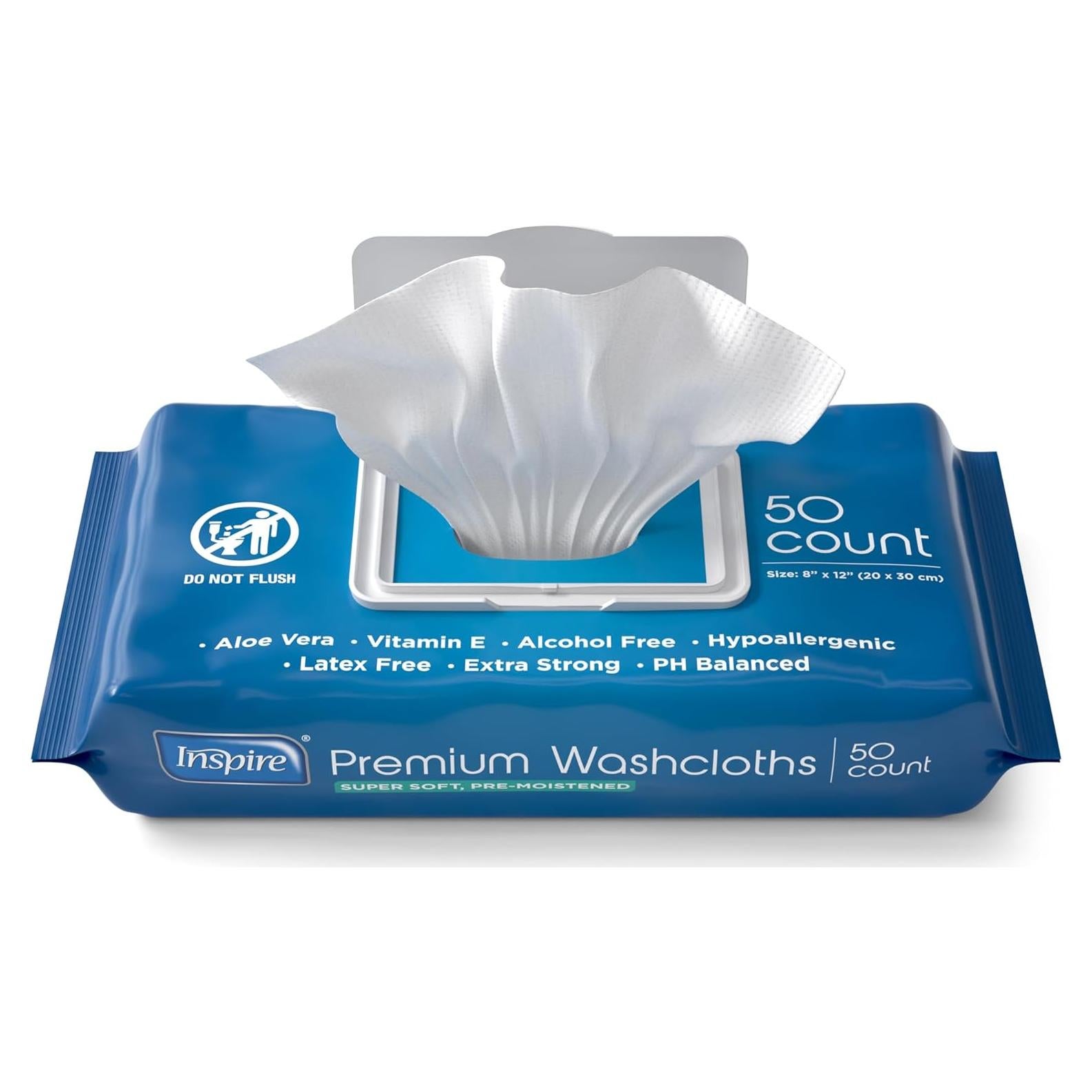 Toallitas Húmedas para Adultos Inspire, 50 Unidades 20x30 cm