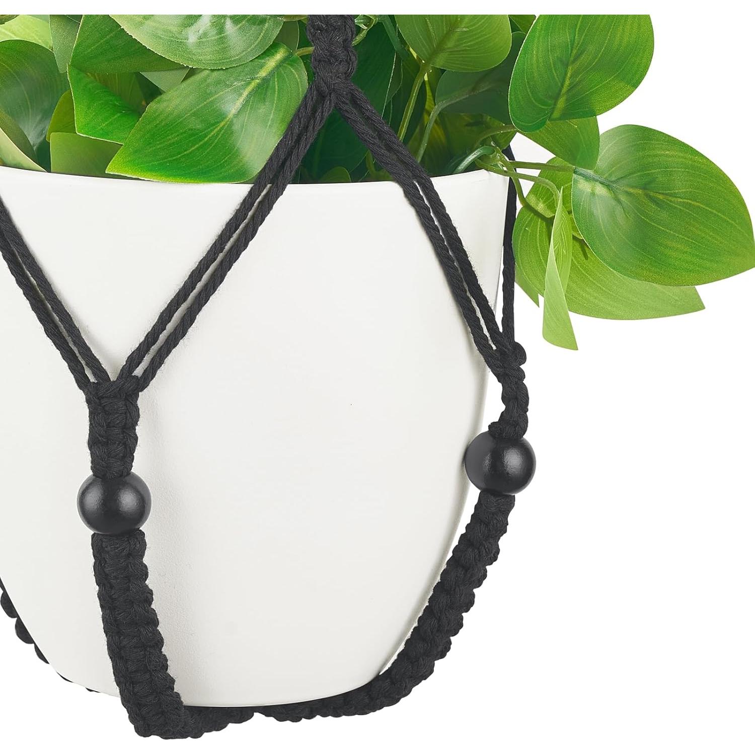 Planta Colgante Artificial Mkono con Maceta y Soporte de Macramé