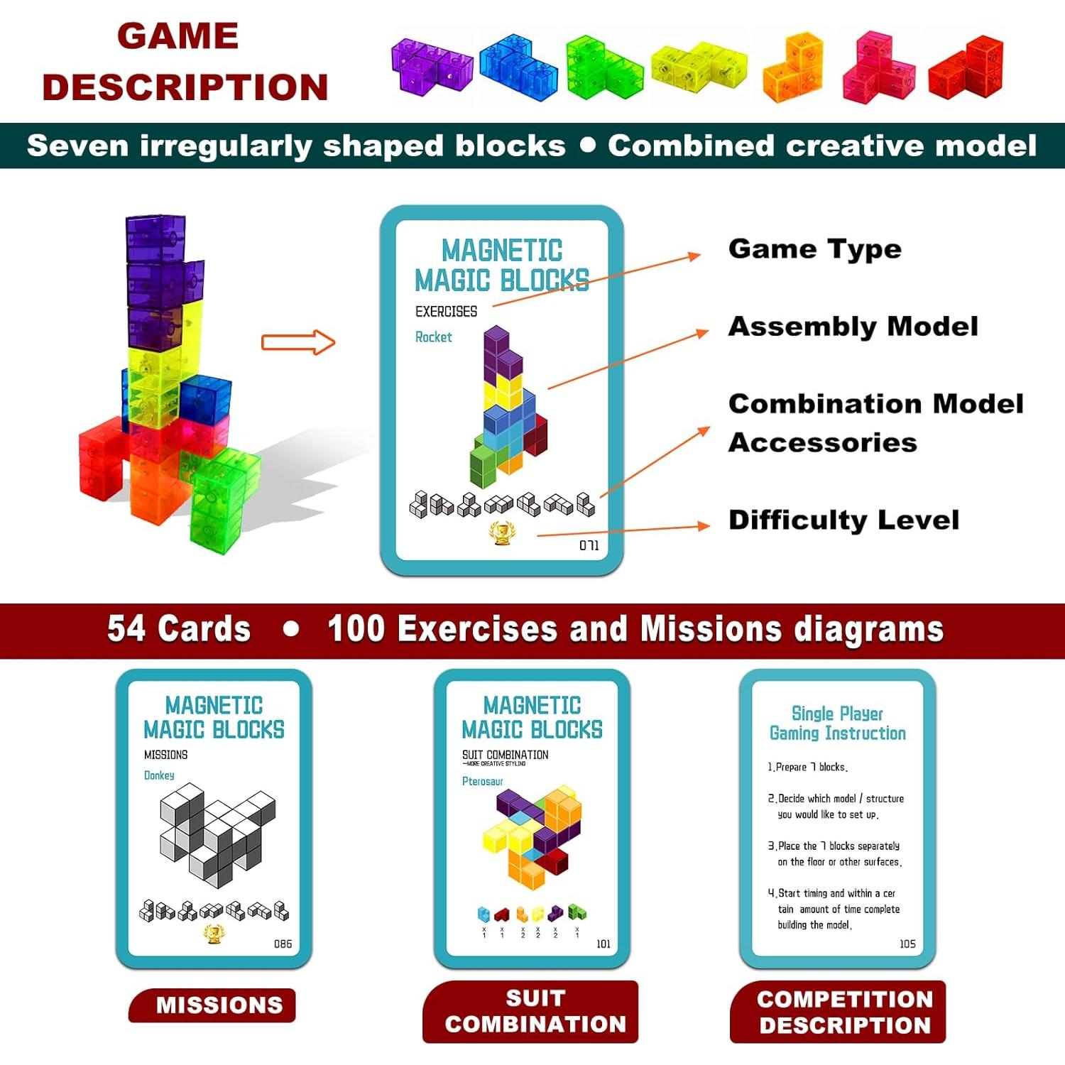 Bloques de Construcción Magnéticos OUXIA Set 14 Piezas 3D