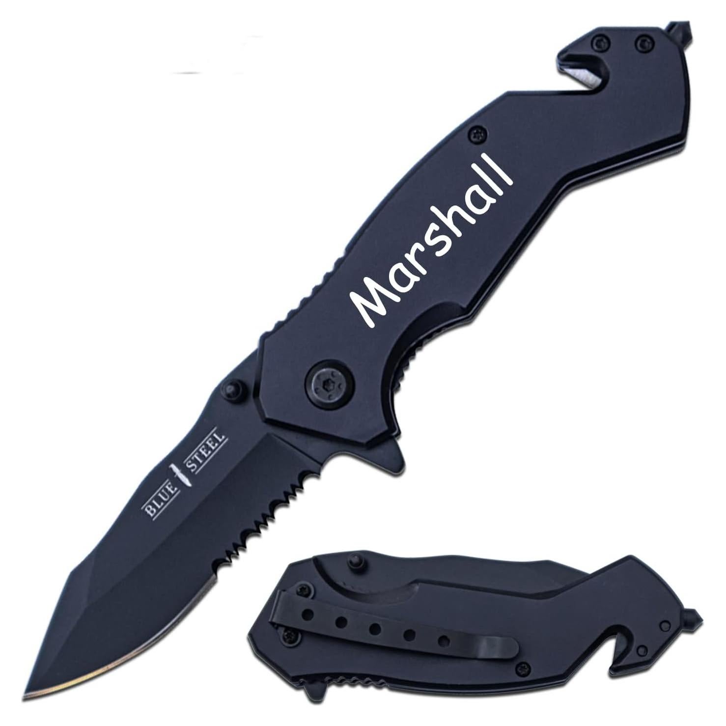 Cuchillo de Bolsillo Acero Azul Multifuncional Negro 10.16 cm