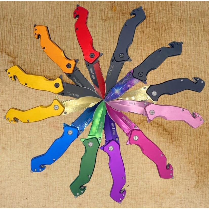 Cuchillo de Bolsillo Acero Azul Multifuncional Negro 10.16 cm