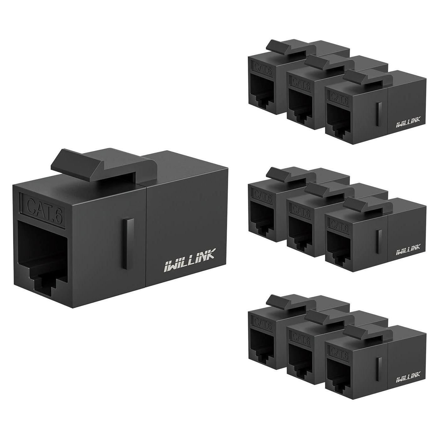 Acoplador RJ45 Cat6 Hembra a Hembra Iwillink 10-Pack Negro