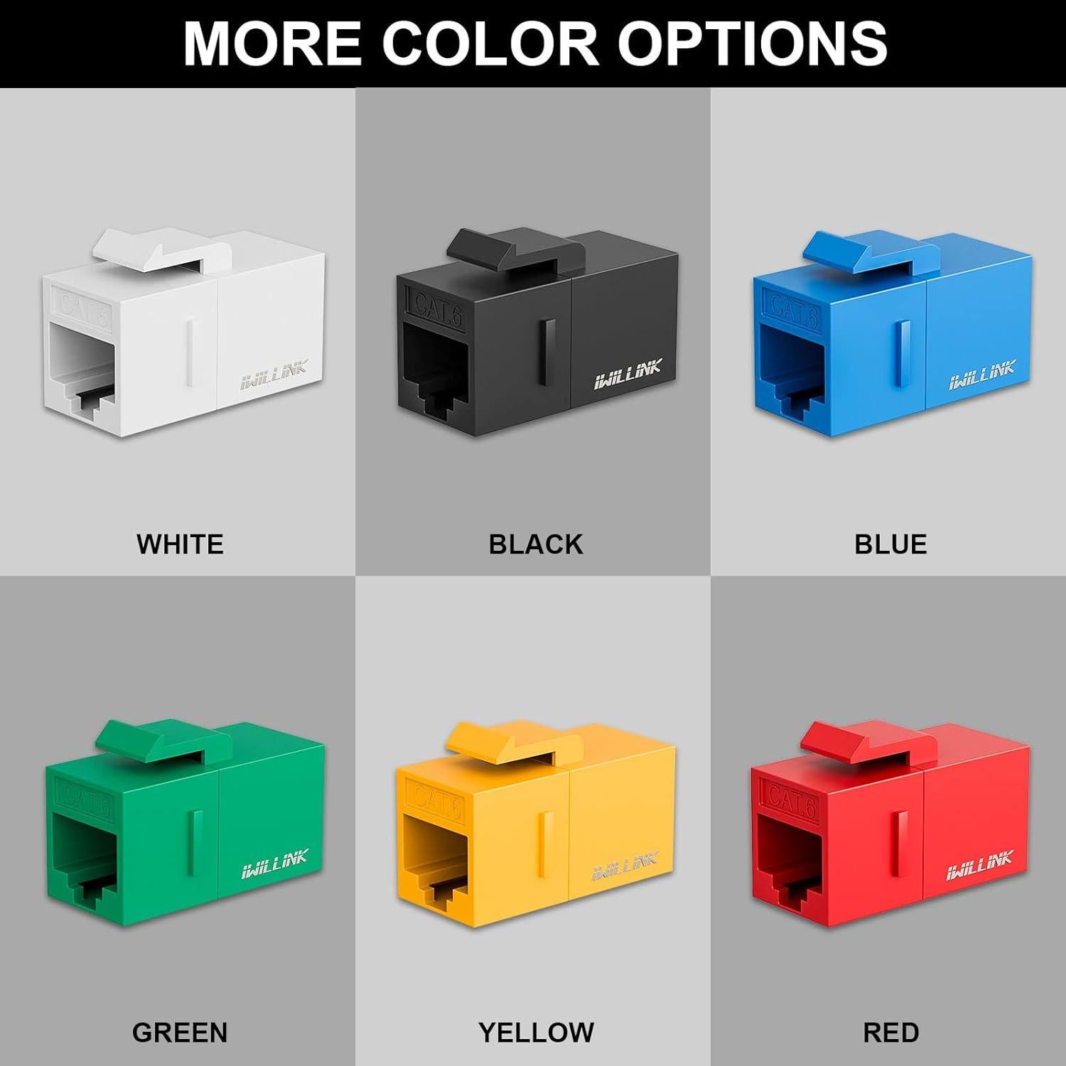 Acoplador RJ45 Cat6 Hembra a Hembra Iwillink 10-Pack Negro