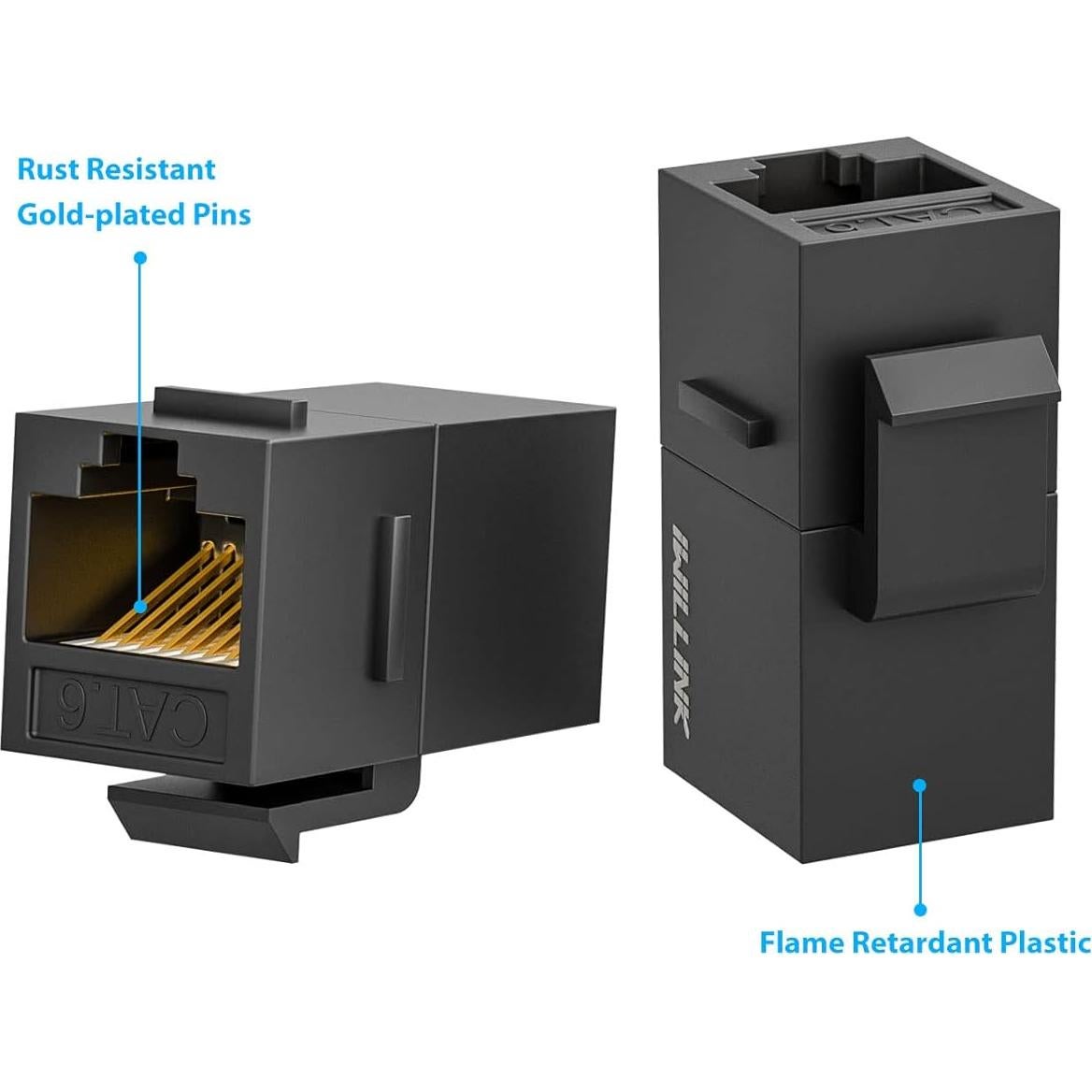 Acoplador RJ45 Cat6 Hembra a Hembra Iwillink 10-Pack Negro