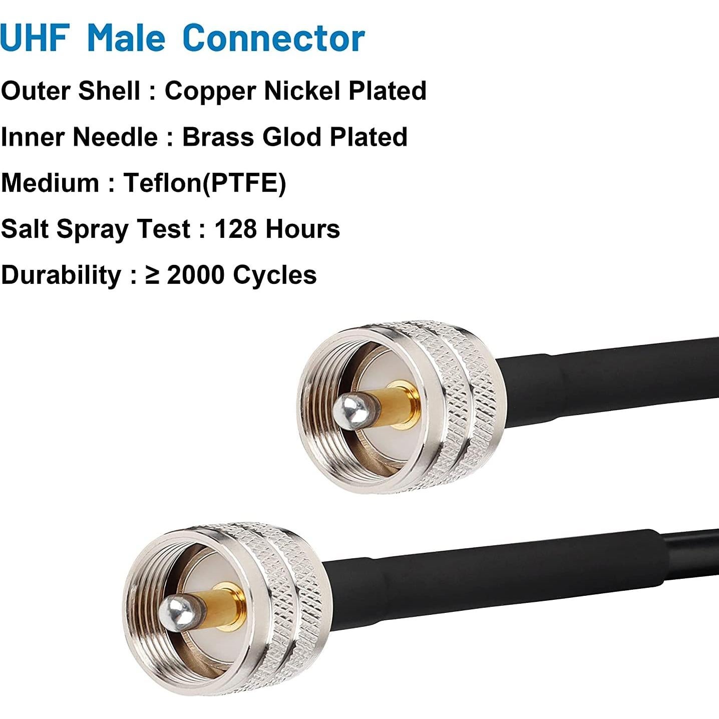Cable Coaxial RG8x 1ft MOOKEERF PL259 Macho a Macho