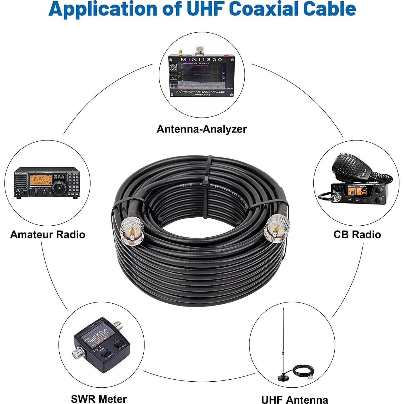 Cable Coaxial RG8x 1ft MOOKEERF PL259 Macho a Macho