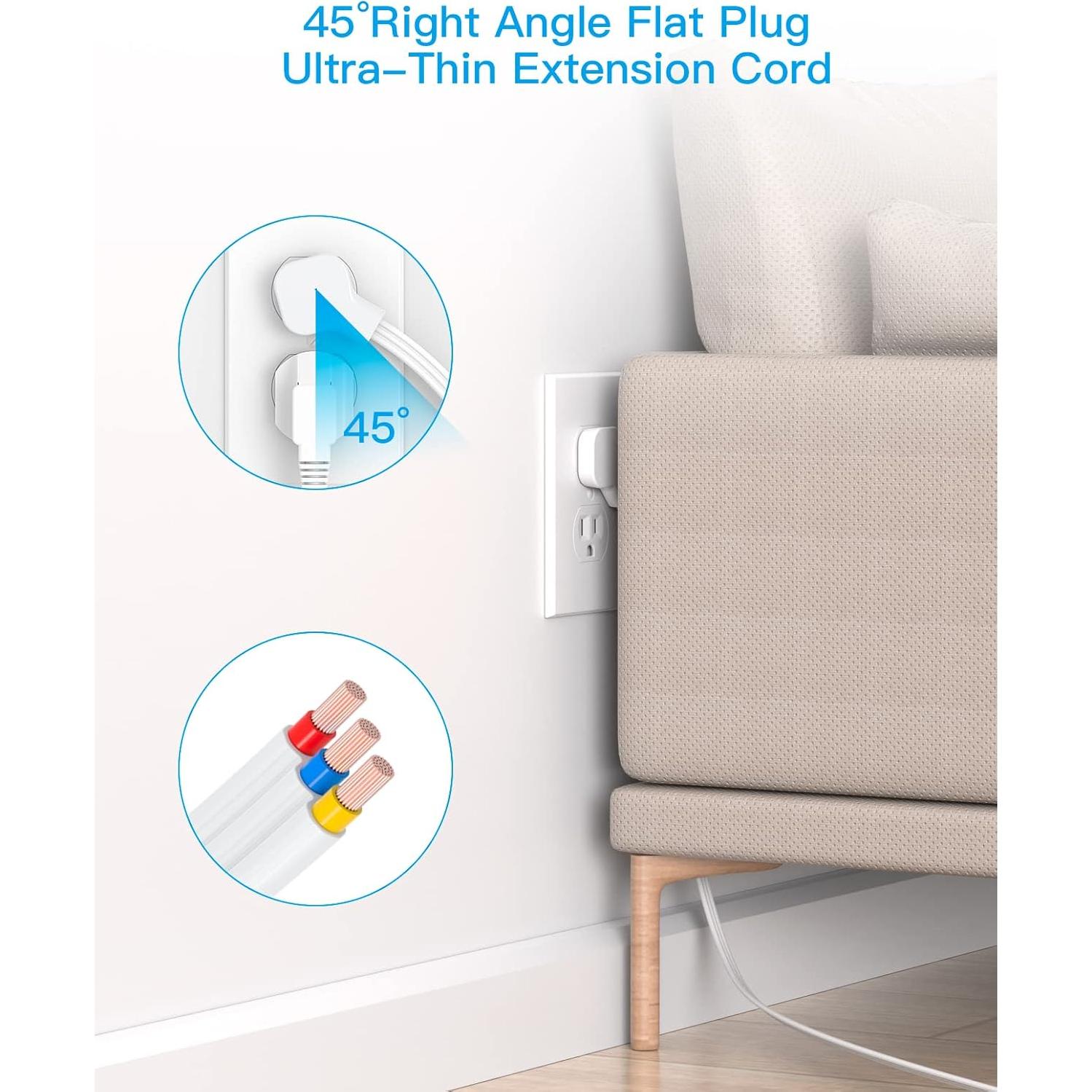 Regleta de Enchufes HANYCONY 6 Salidas 3 USB C 1 Pie Blanca