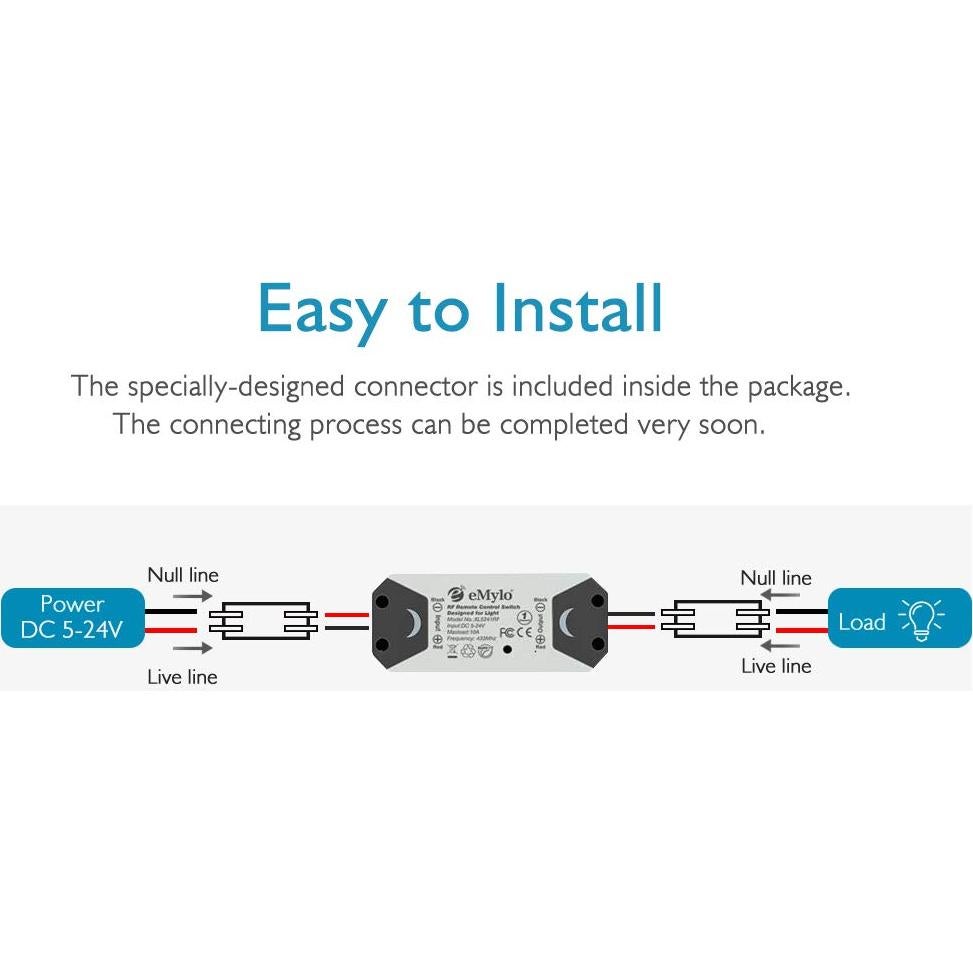 Interruptor de Relé Inalámbrico eMylo 12V con Control Remoto