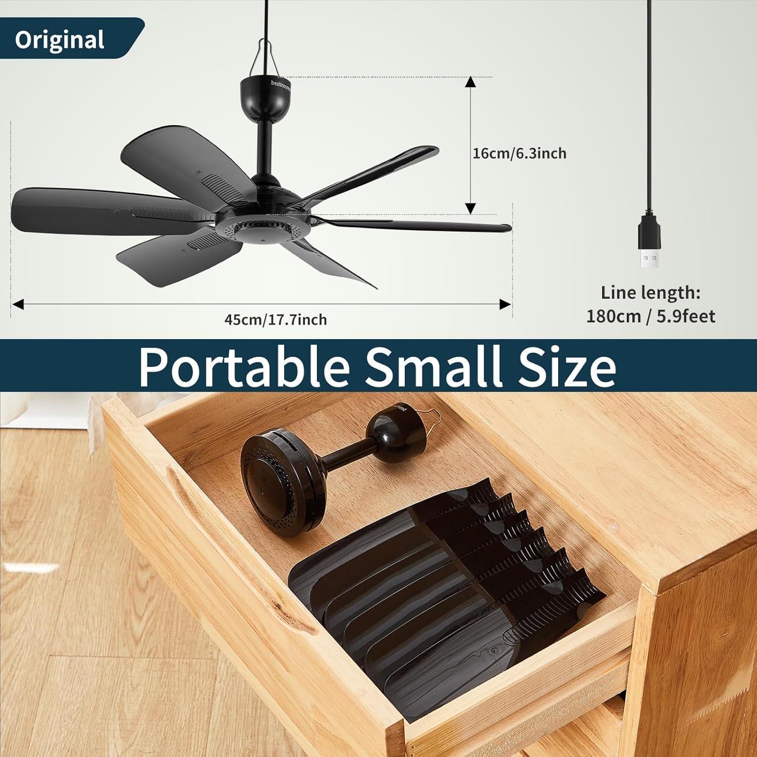 Ventilador de Techo Portátil USB Bestmoument 45 cm Silencioso