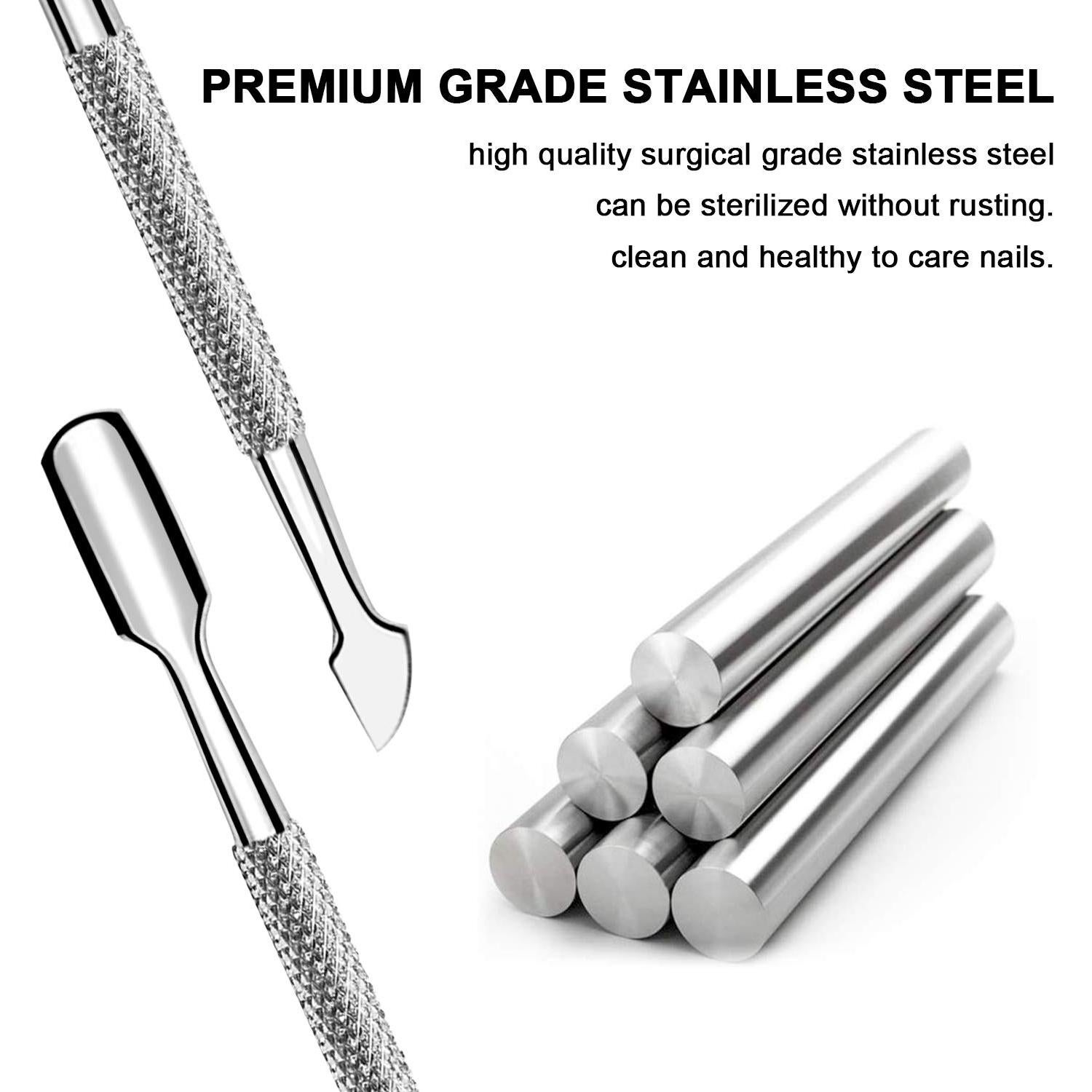 Juego de Empujadores de Cutículas HOFASON 2 Pcs Acero Inoxidable