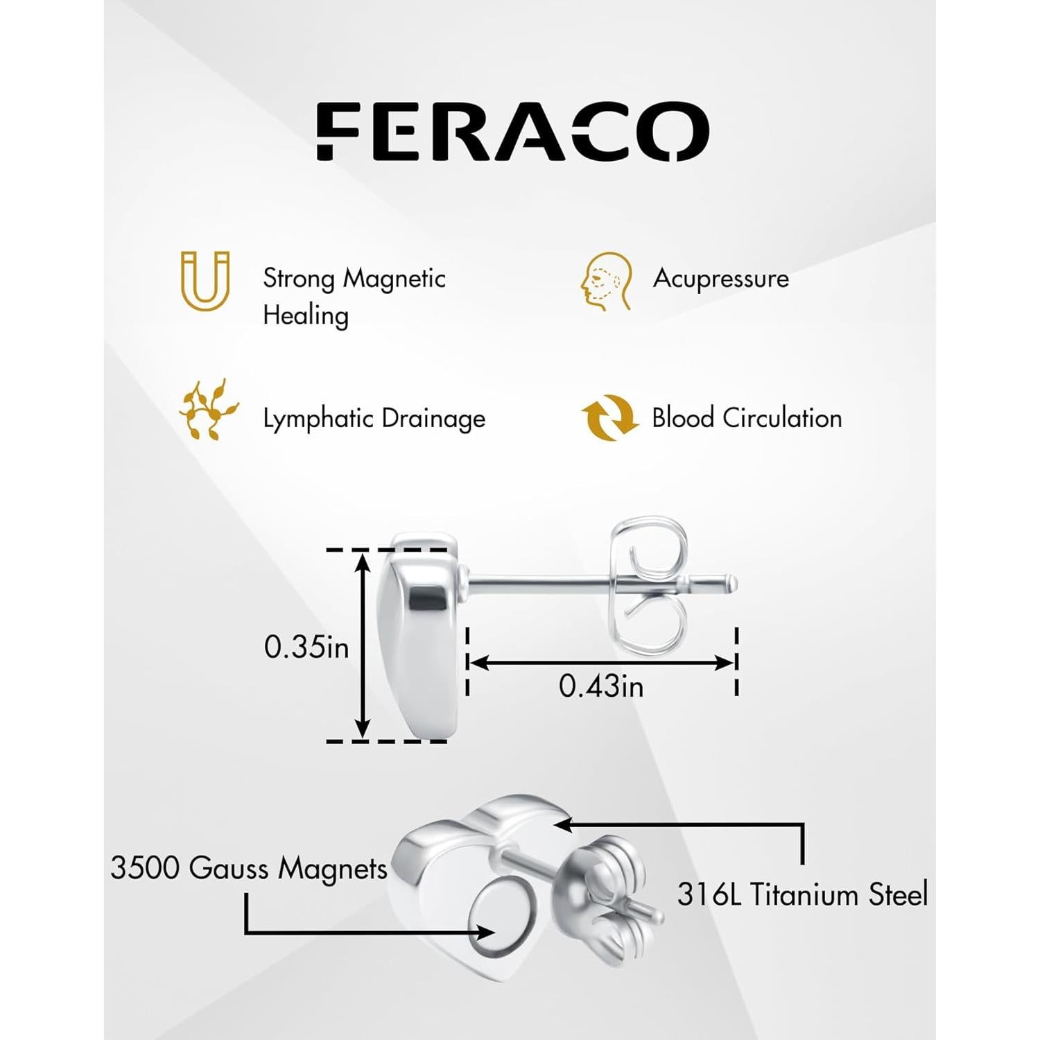 Pendientes Magnéticos Feraco para Mujeres - Acupresión y Germanio