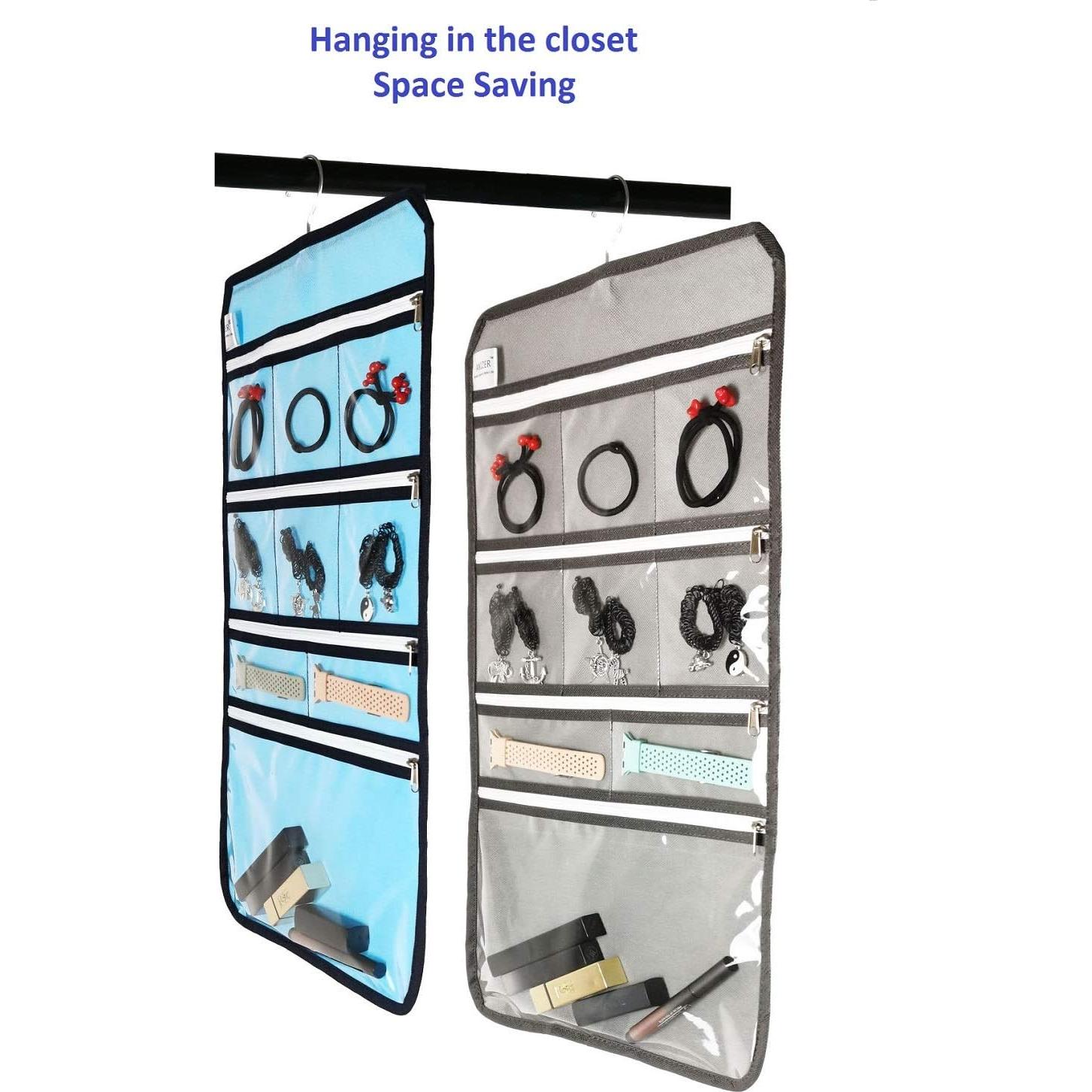 Organizador de Joyas Colgante ANIZER Azul con 9 Bolsillos