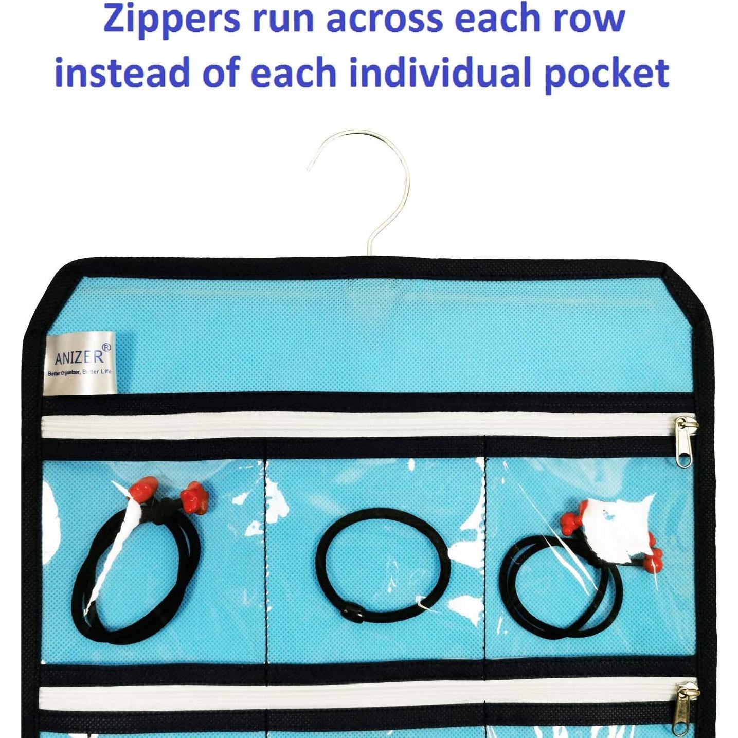 Organizador de Joyas Colgante ANIZER Azul con 9 Bolsillos