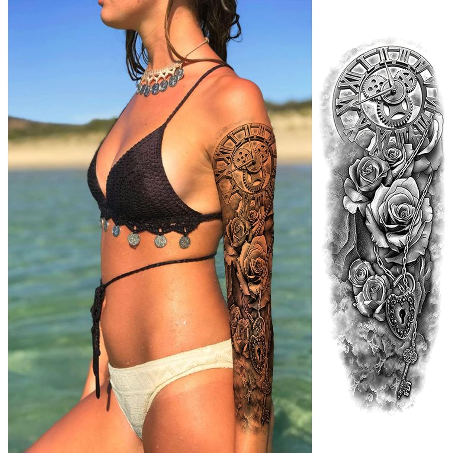 Mangas de Tatuajes Temporales ChurlChurl - 12 Hojas, Diseño Variado