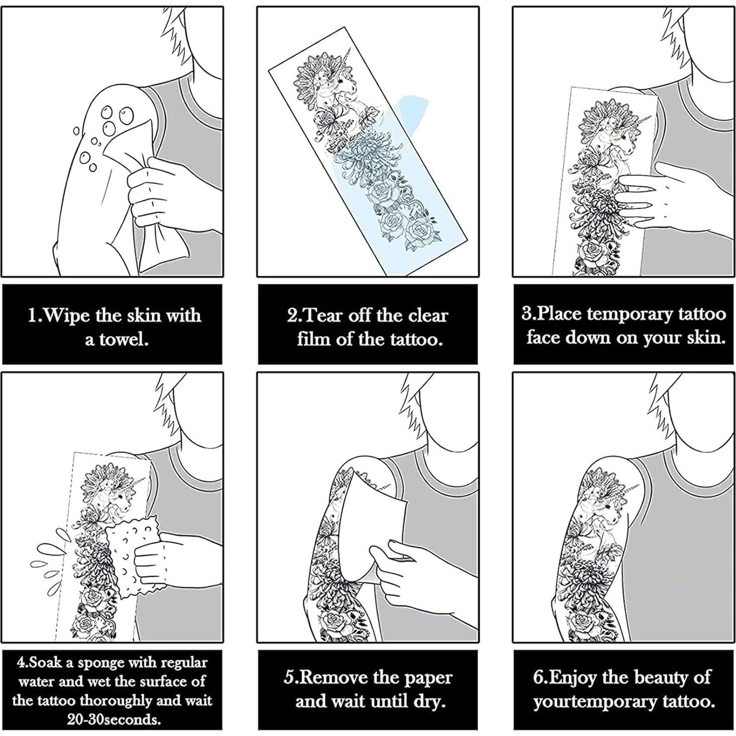 Mangas de Tatuajes Temporales ChurlChurl - 12 Hojas, Diseño Variado