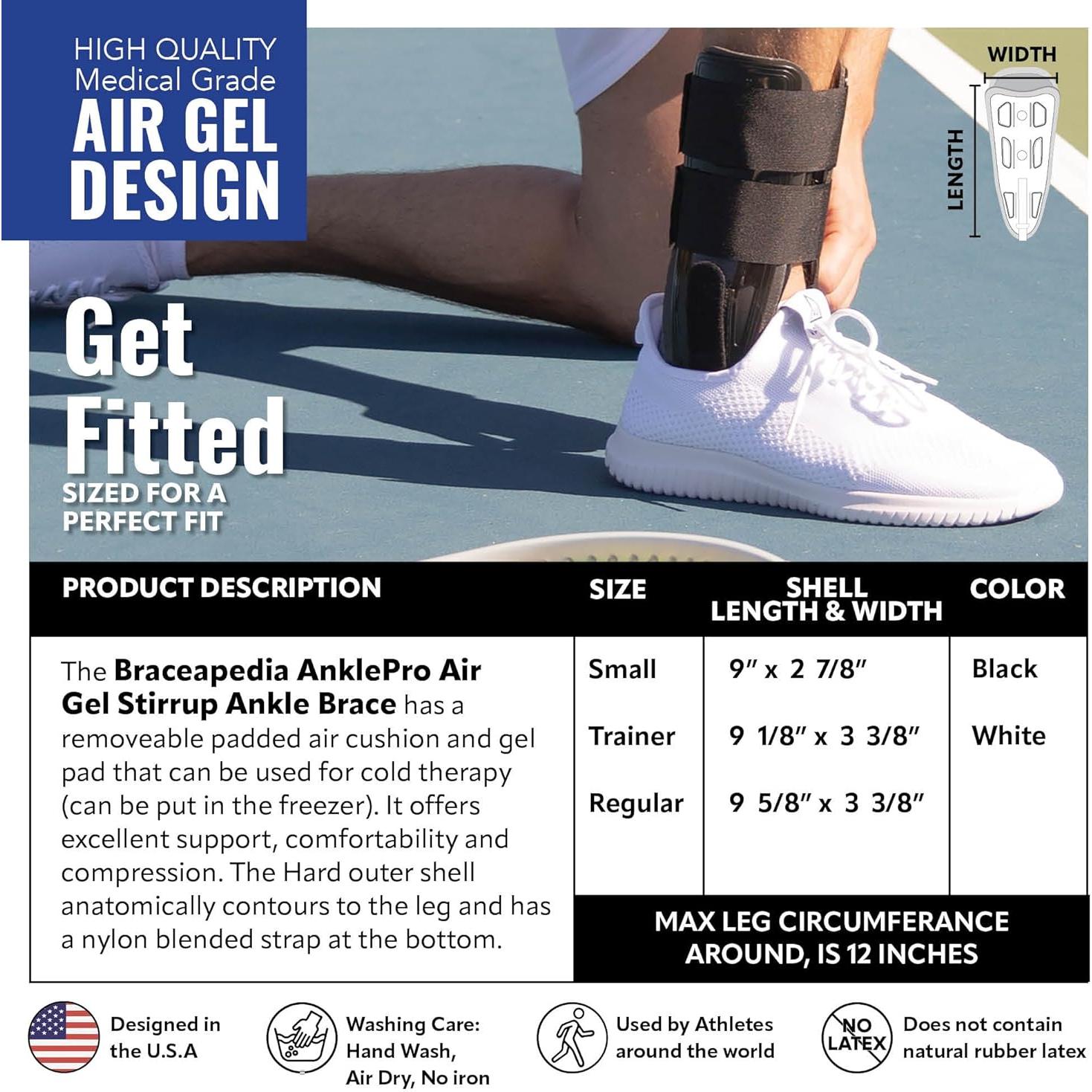 Férula de Tobillo AnklePro Air Gel Pequeña Negra con Cojín de Aire