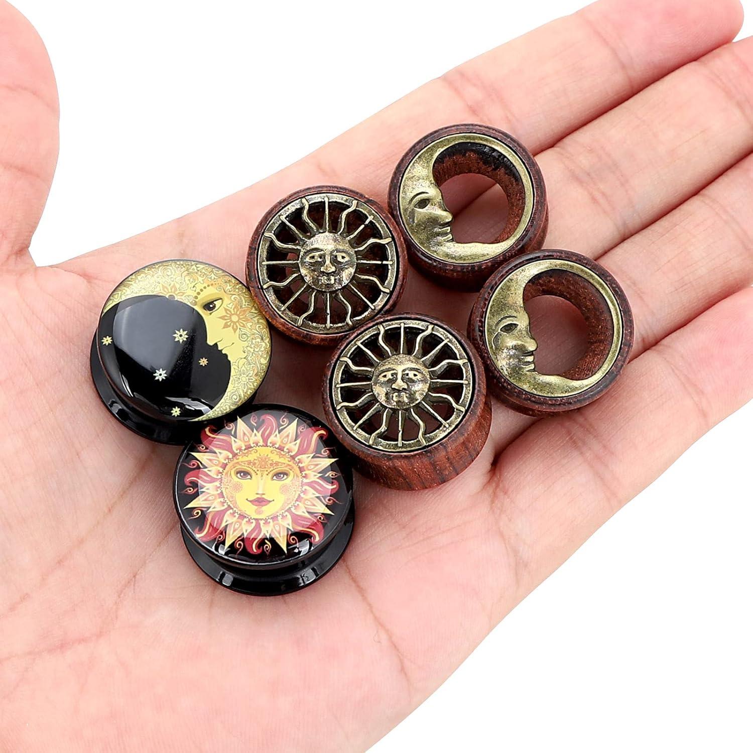 Set de Tapones de Estiramiento de Orejas Qmcandy 6 Piezas Madera Acrílica