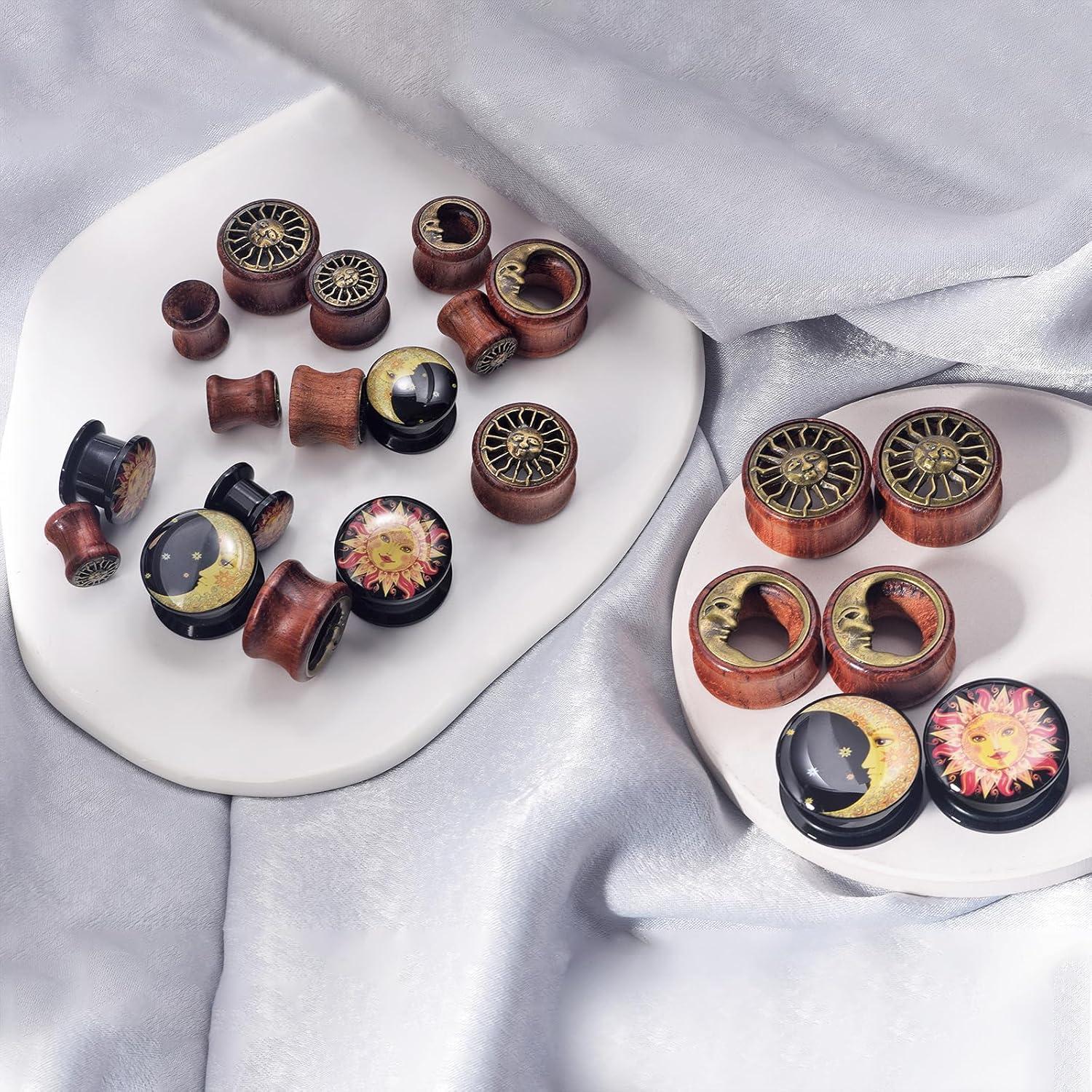 Set de Tapones de Estiramiento de Orejas Qmcandy 6 Piezas Madera Acrílica