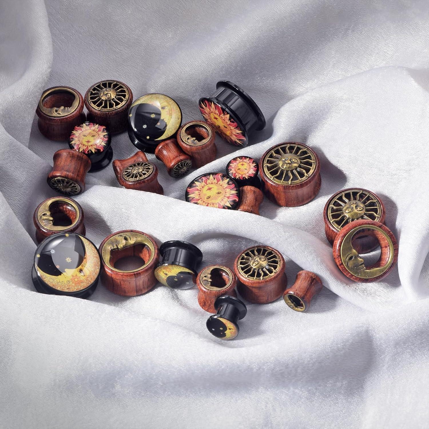 Set de Tapones de Estiramiento de Orejas Qmcandy 6 Piezas Madera Acrílica