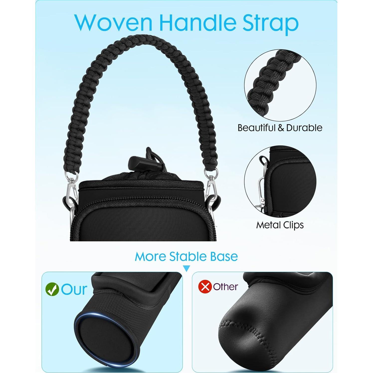 Bolsa Portabotellas Toykee Neopreno 32oz Negro con Bolsillos