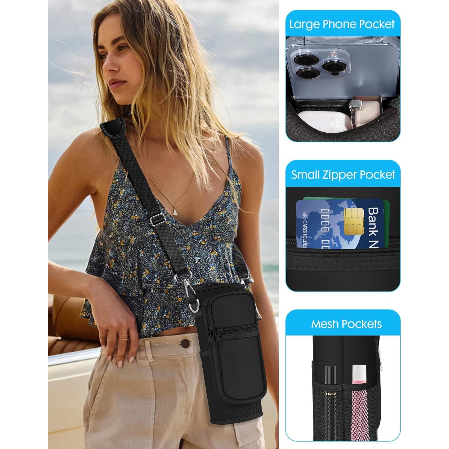 Bolsa Portabotellas Toykee Neopreno 32oz Negro con Bolsillos