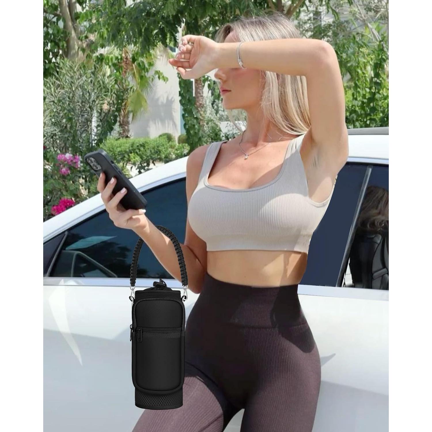 Bolsa Portabotellas Toykee Neopreno 32oz Negro con Bolsillos