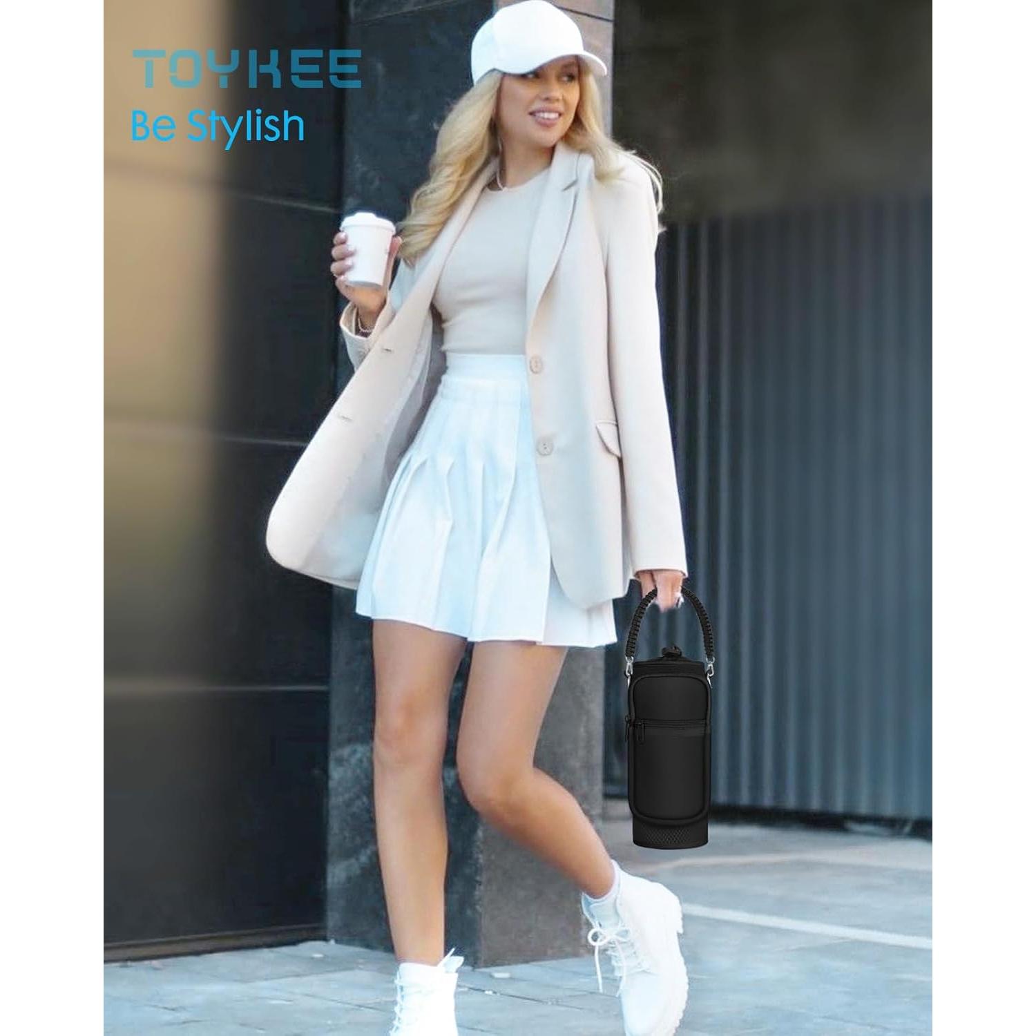 Bolsa Portabotellas Toykee Neopreno 32oz Negro con Bolsillos