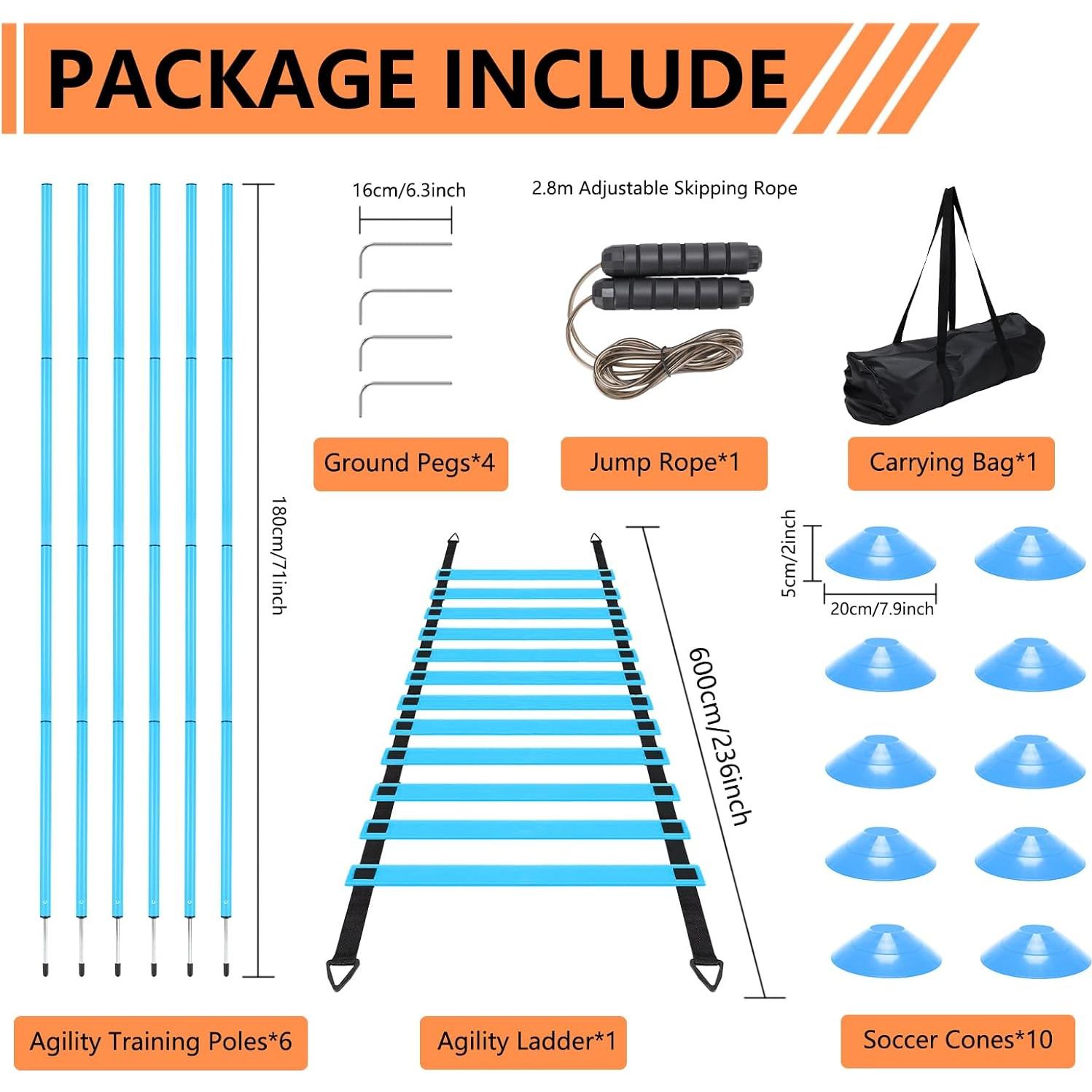 Conjunto de entrenamiento de agilidad ZEMBSOYA con postes y conos